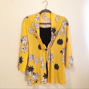 Notations  Bright Floral Quarter Sleeve Top S